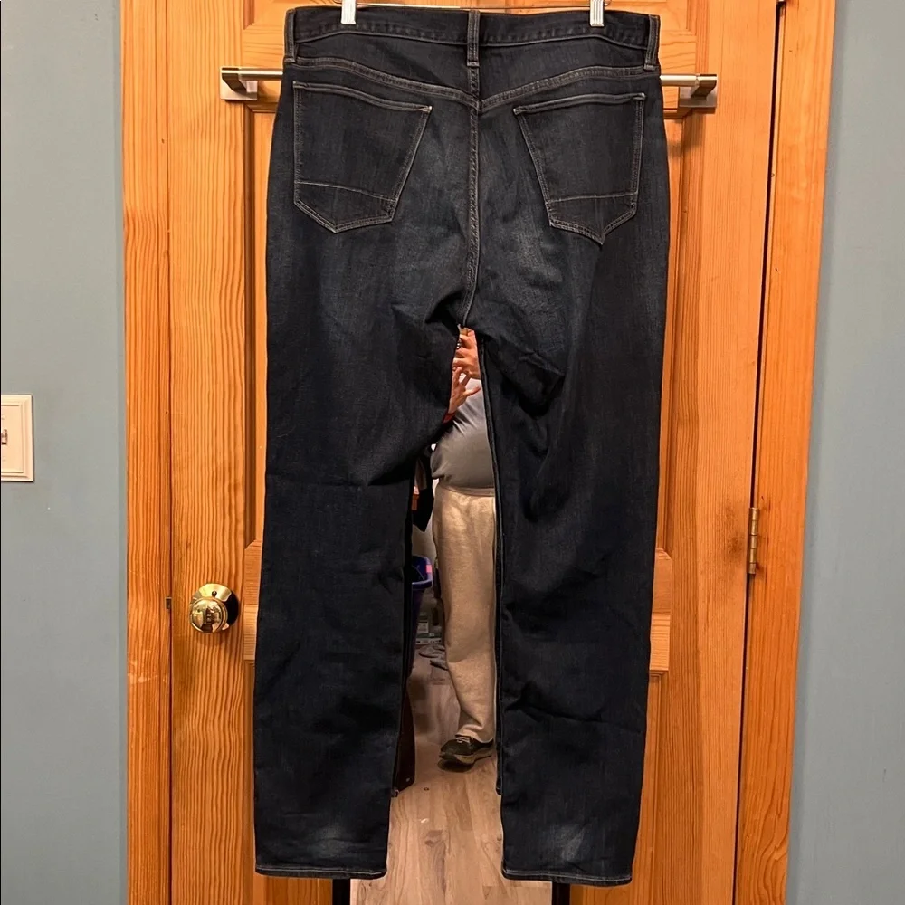 Banana Republic Men's Indigo Distressed Travel Lean Jeans Authentic Fit Sz 36x34